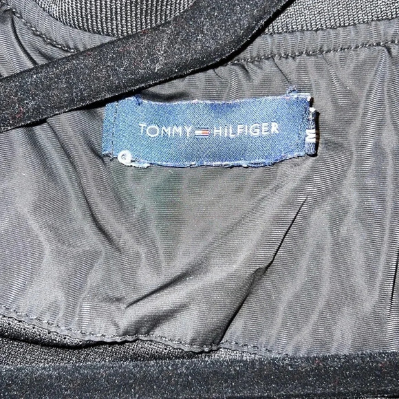 Tommy Hilfiger black logo high neck  zipper Pull bomber jacket Sz M - Picture 4 of 11